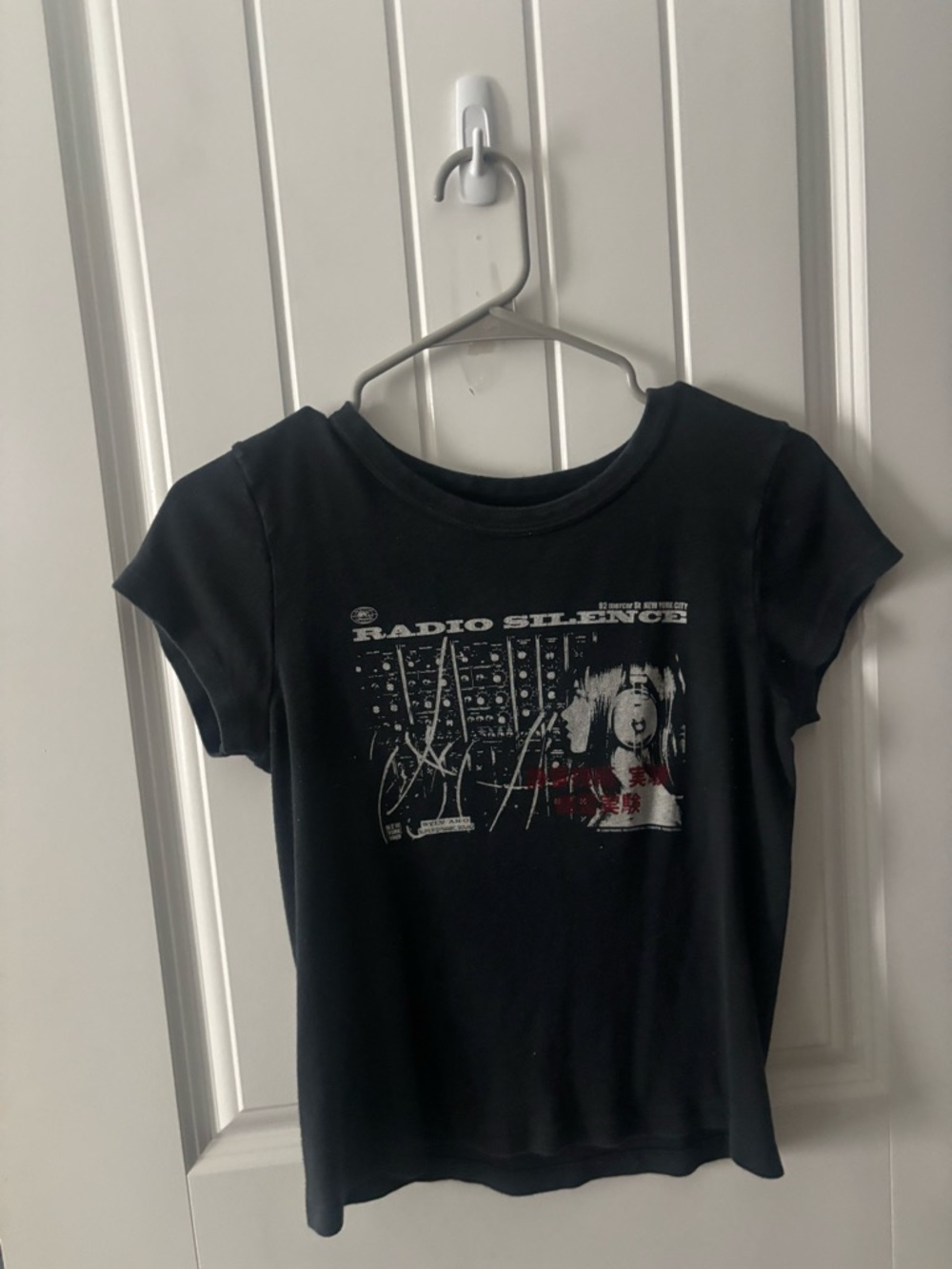 Brandy Melville Black 'Radio Silence' Graphic Tee